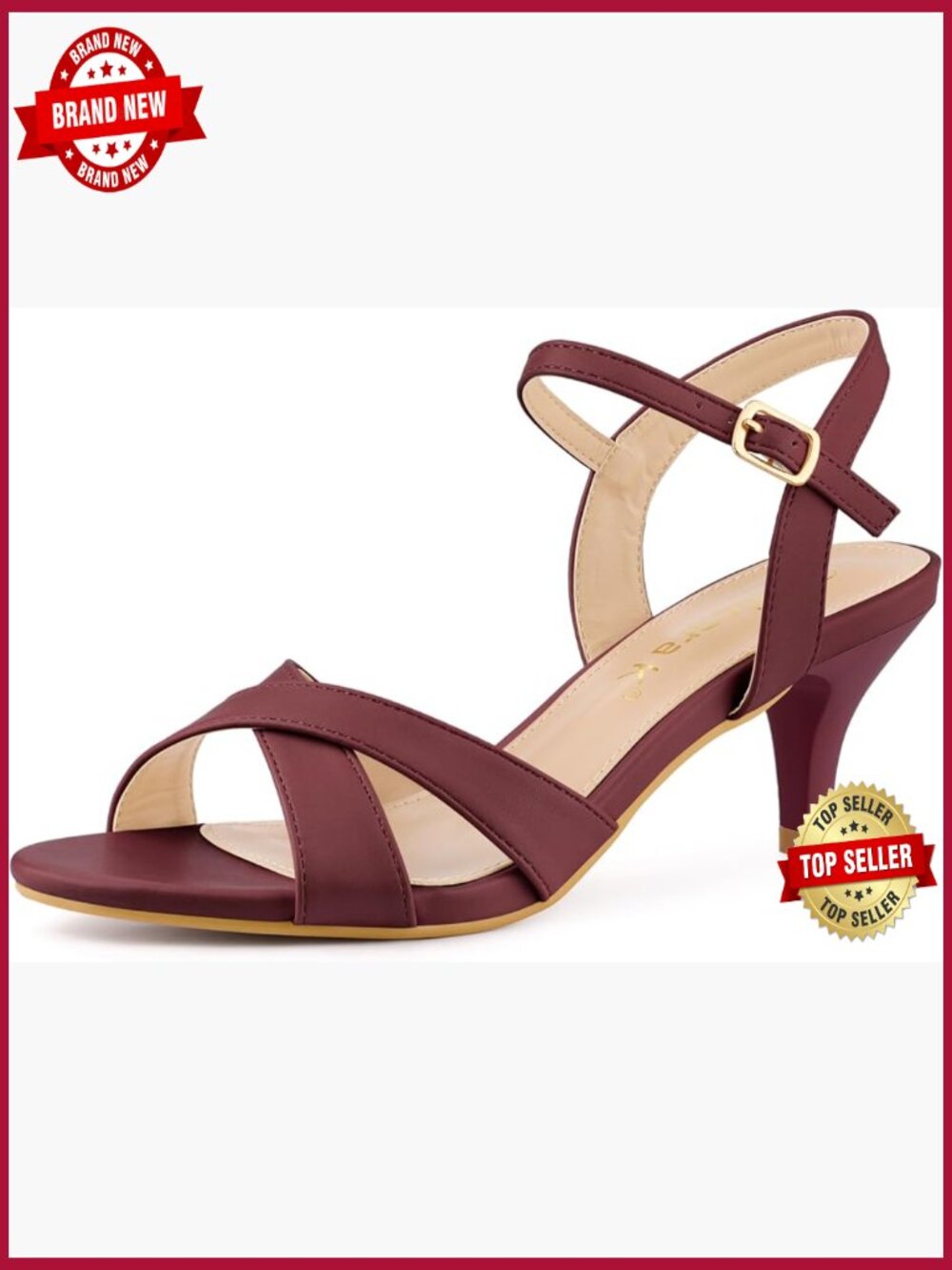 Cross Straps Kitten Heel Sandals with Ankle Buckle